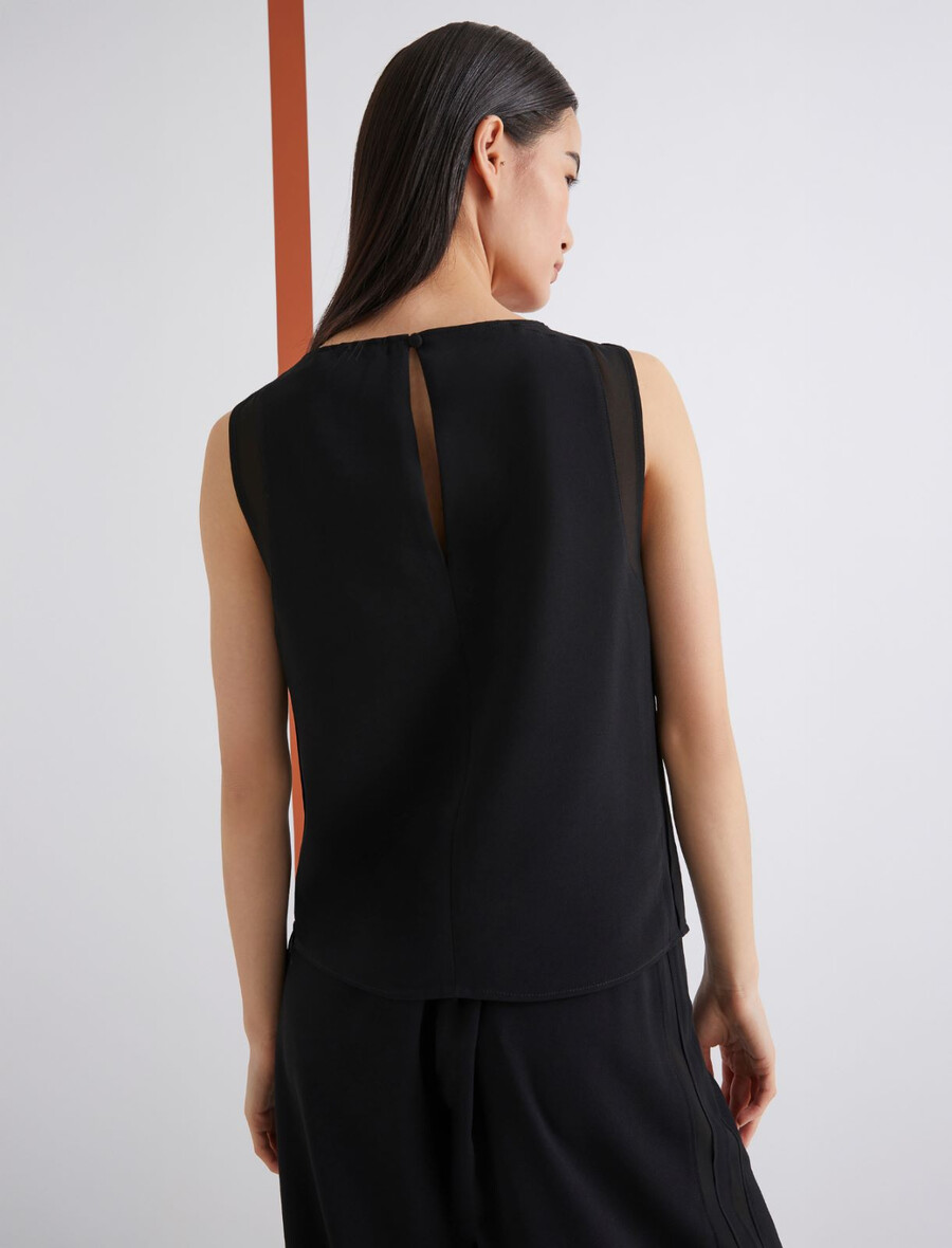 Ärmelloses satin-top von envers – schwarz