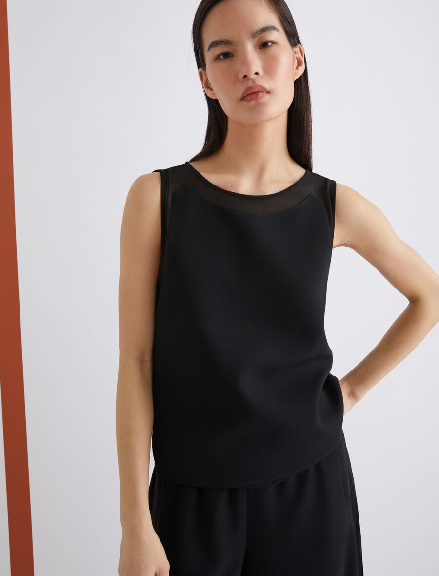 Ärmelloses satin-top von envers – schwarz