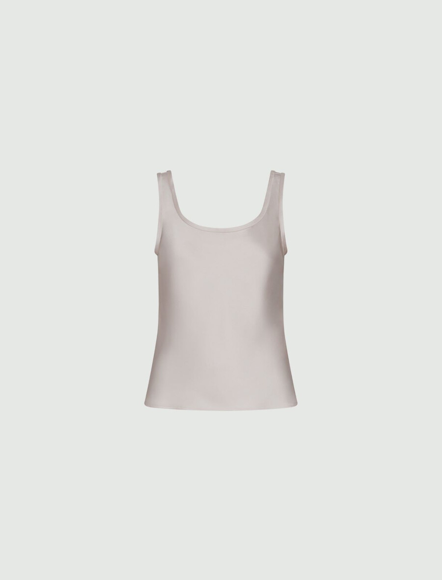 Ärmelloses satintop – creme