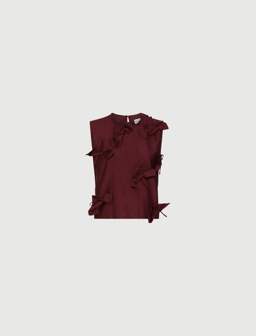 bluse mit schleifendetail – bordeaux