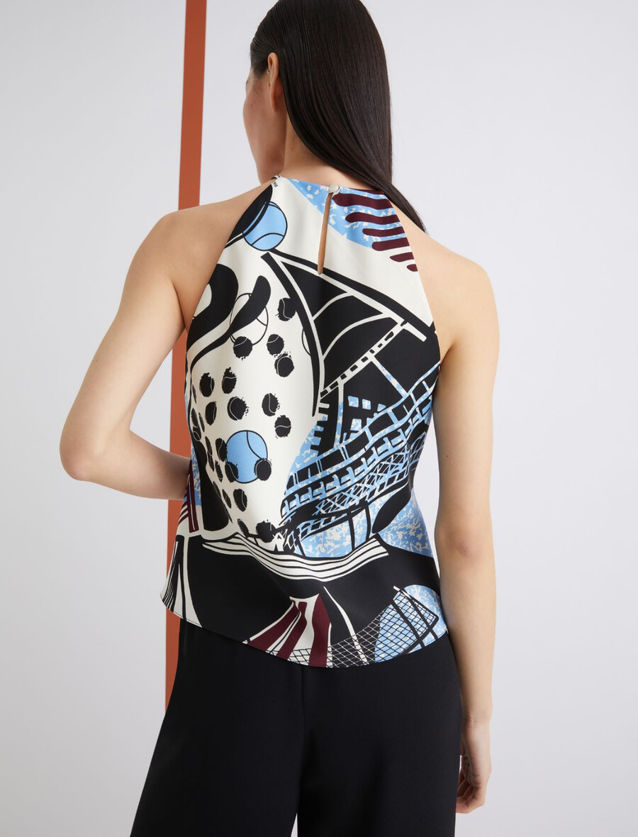 Ärmelloses top mit print – wolle weiss
