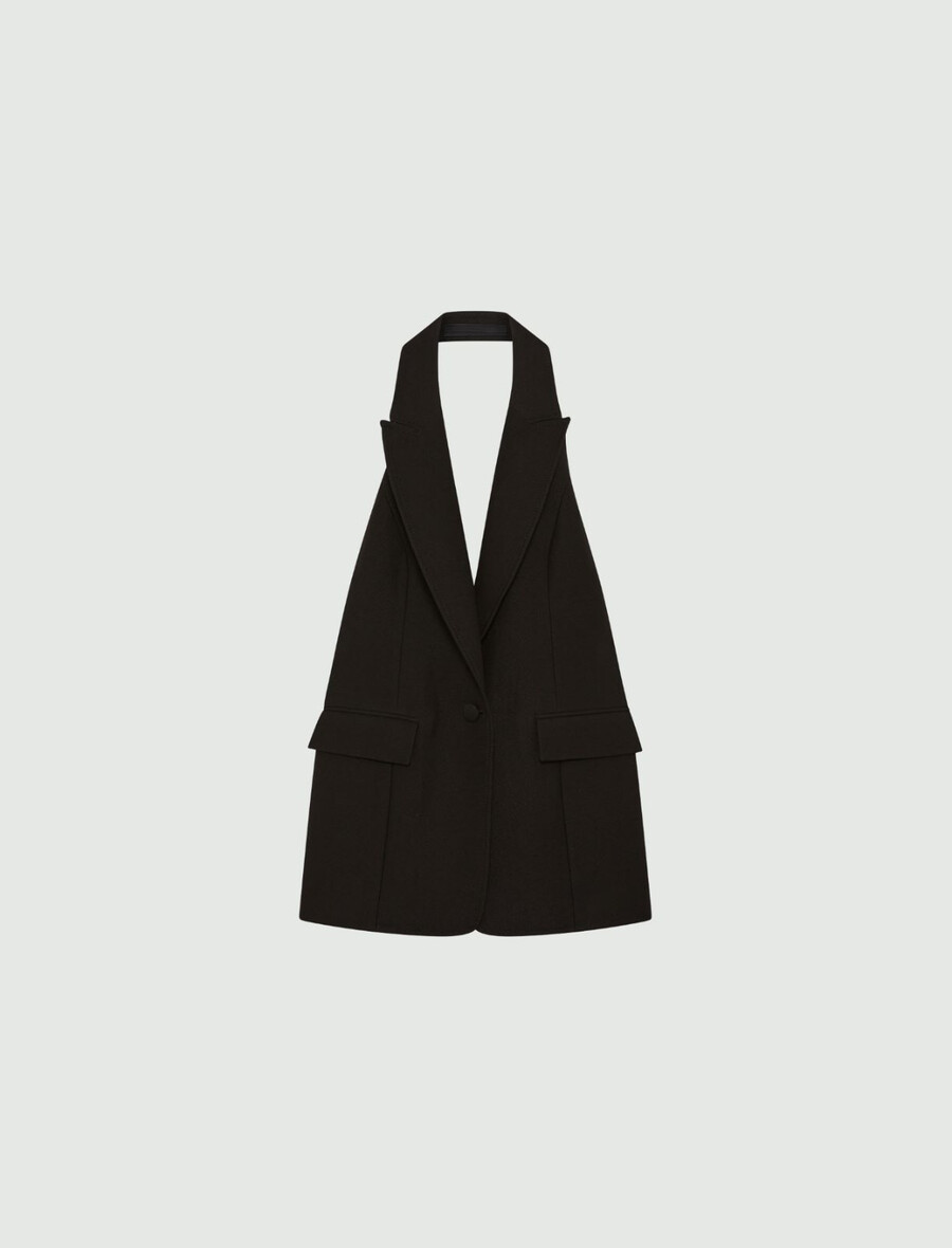Ärmelloses blazer-top – schwarz