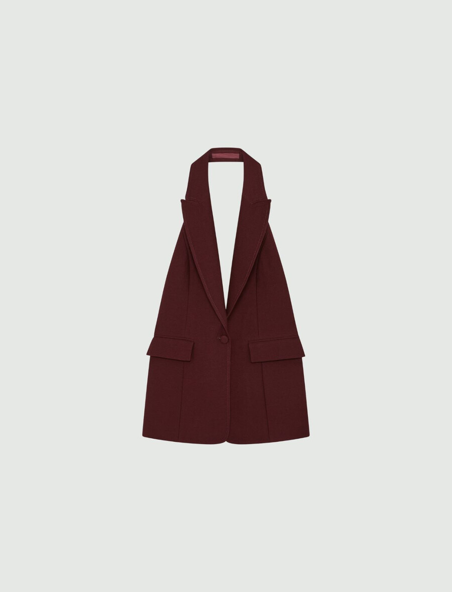 Ärmelloses blazer-top – bordeaux