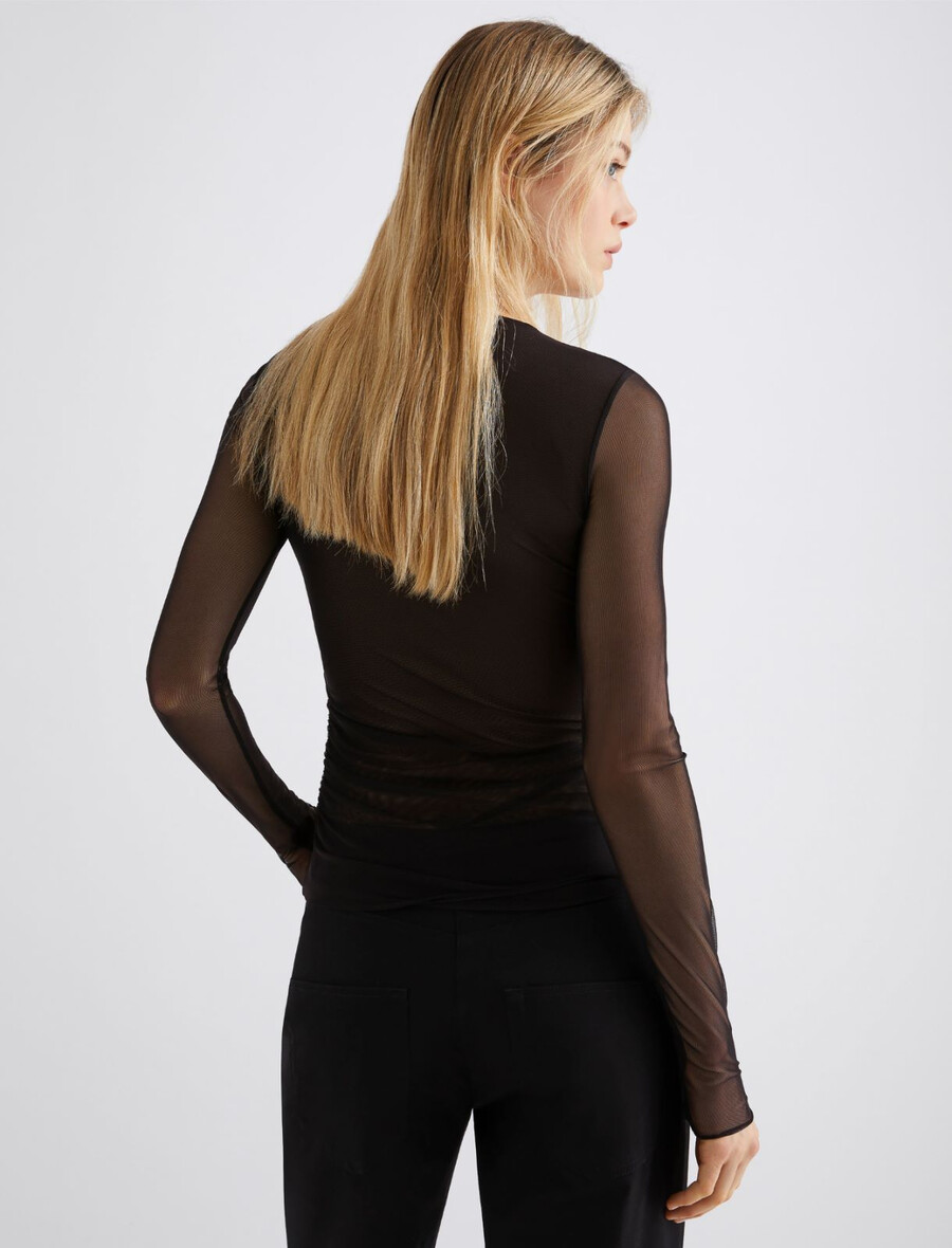 doppelseitiges tüll-t-shirt – schwarz