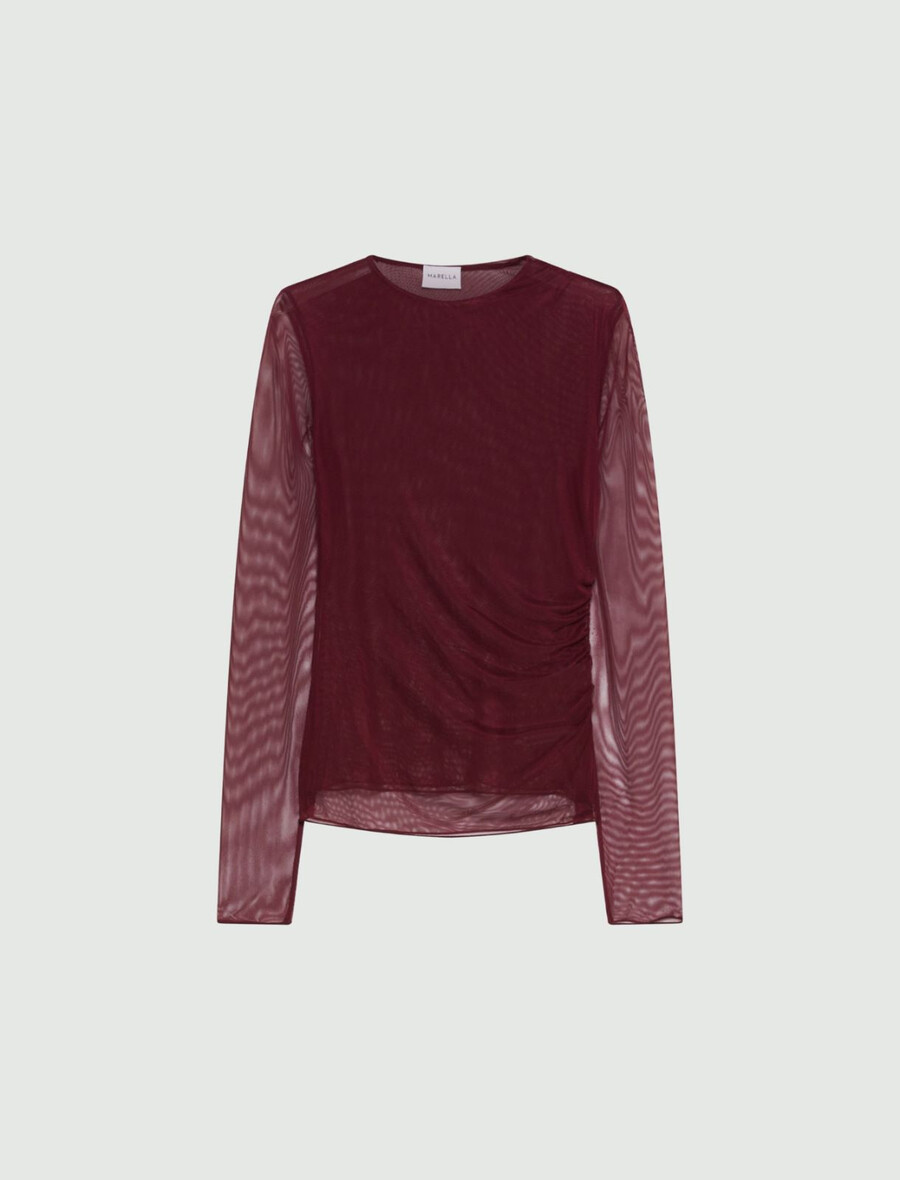 doppelseitiges tüll-t-shirt - bordeaux
