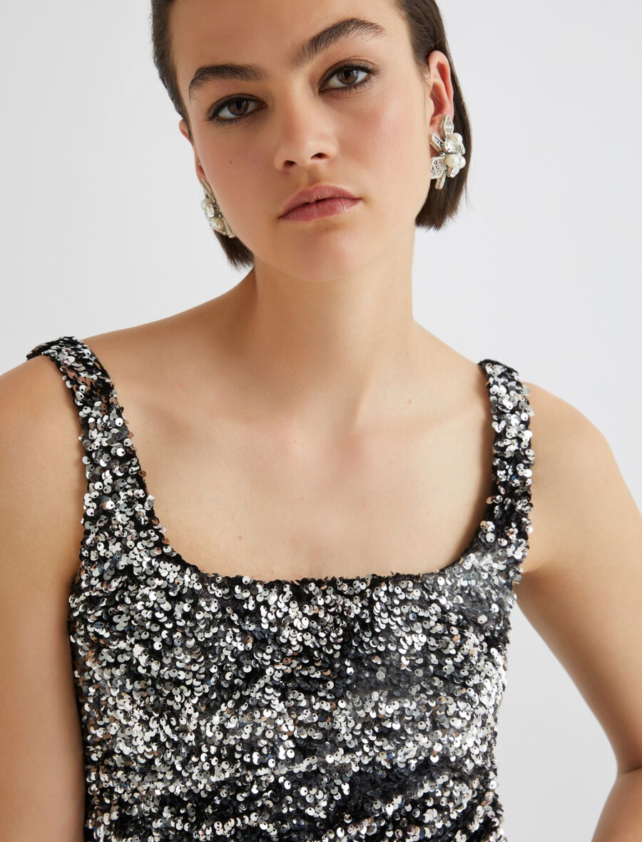 paillettenoberteil – grau