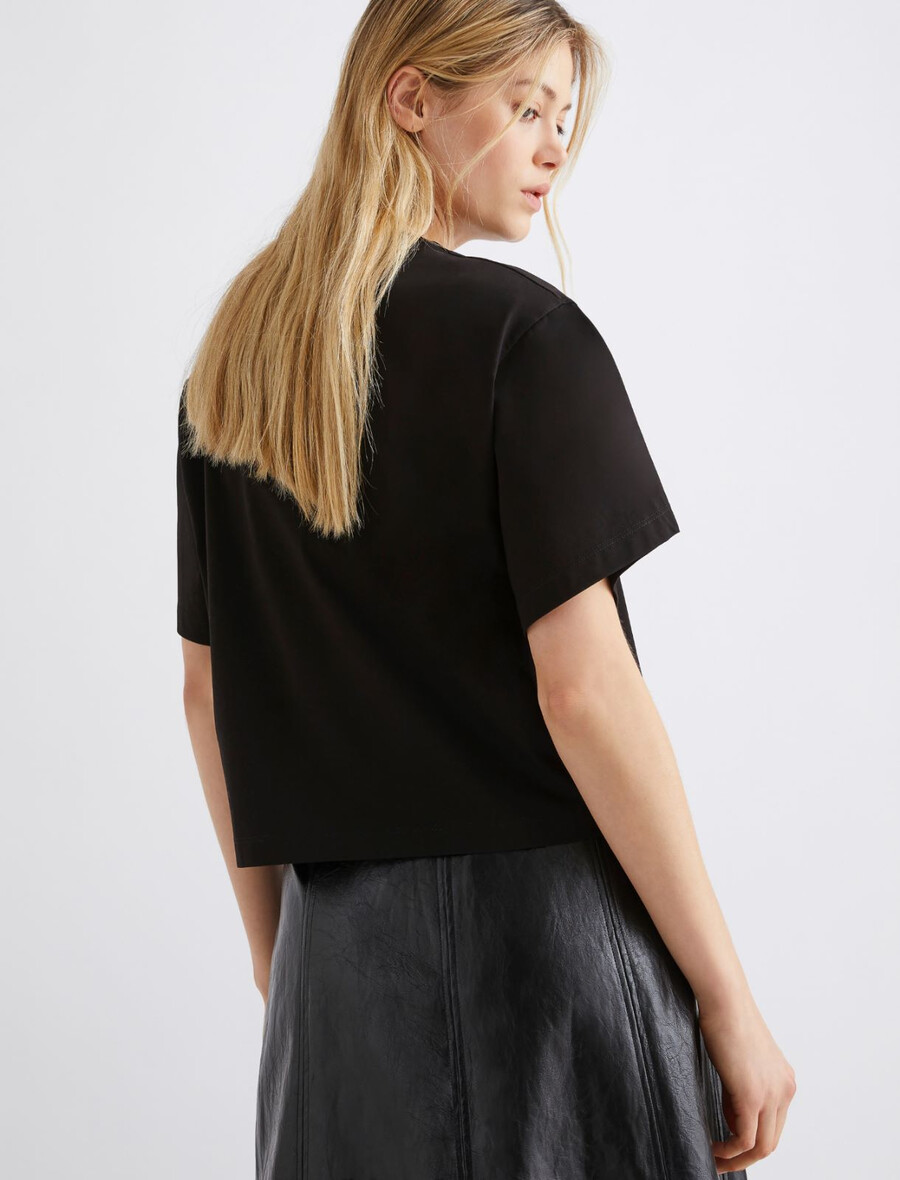 kurzes mit kristallen verziertes t-shirt – schwarz