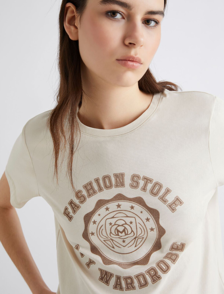 bedrucktes t-shirt – elfenbein