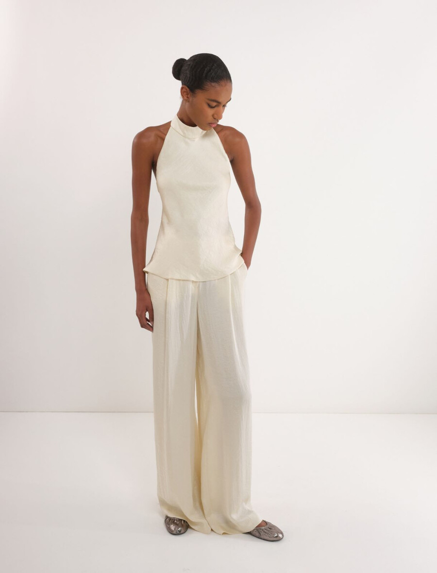 oberteil aus crinkle-twill – vanille
