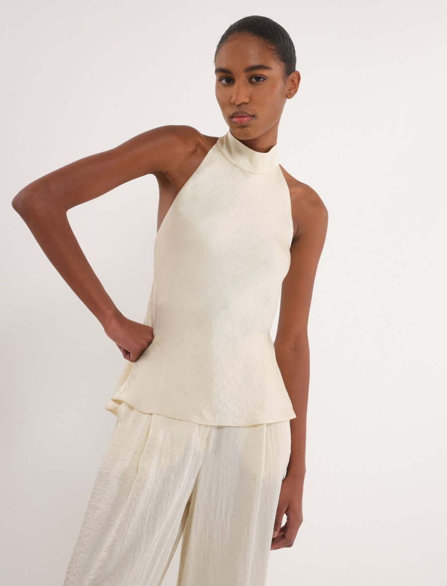 oberteil aus crinkle-twill – vanille