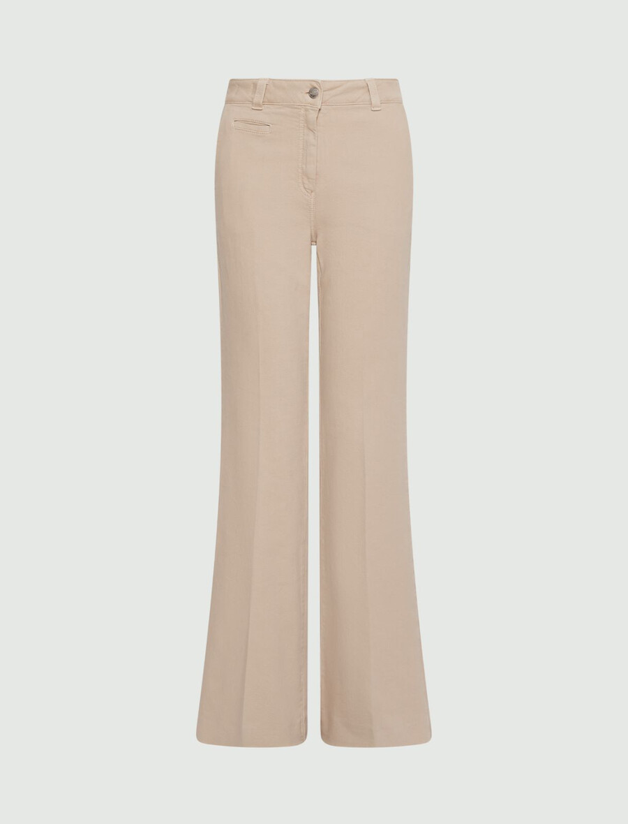 weite stretch-baumwollhose - beige