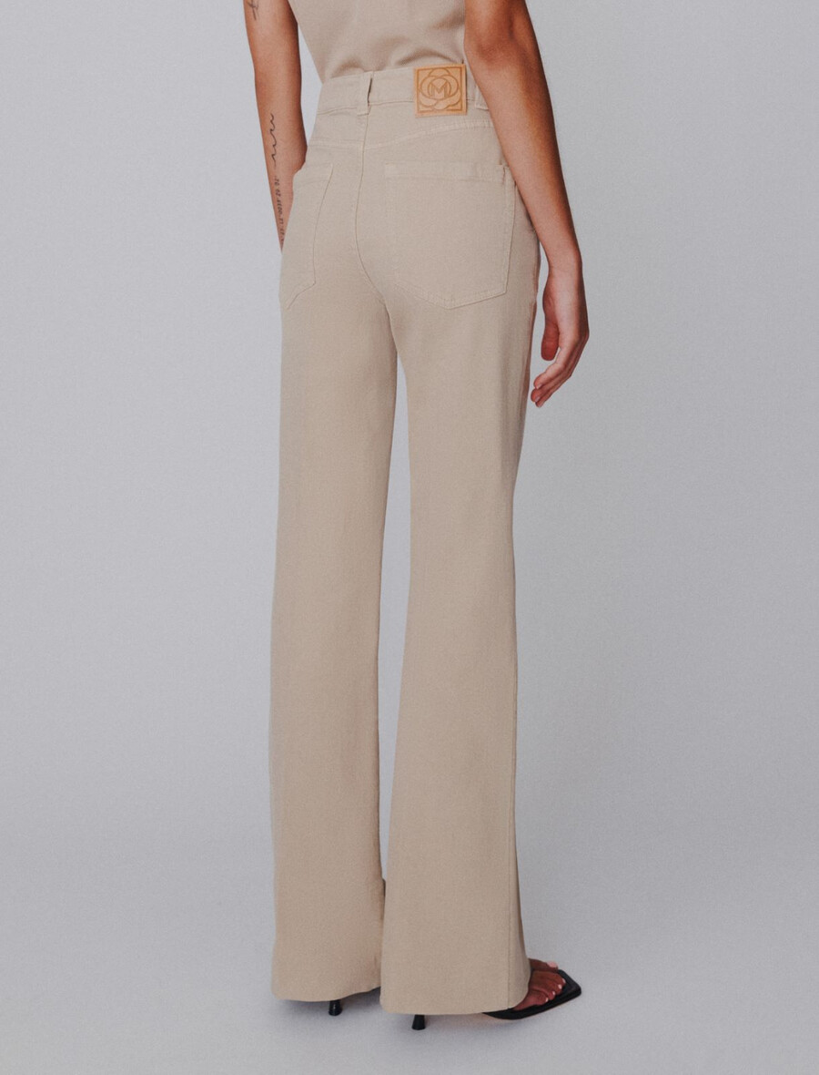 weite stretch-baumwollhose - beige