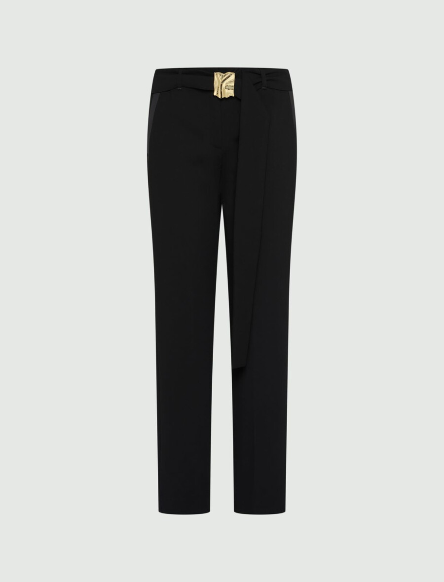 gerade geschnittene taillierte hose – schwarz