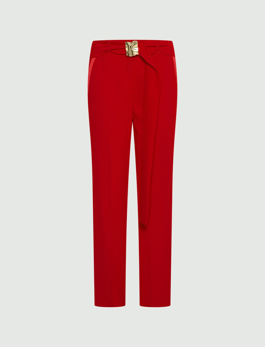 gerade geschnittene hose mit gürtel – rot