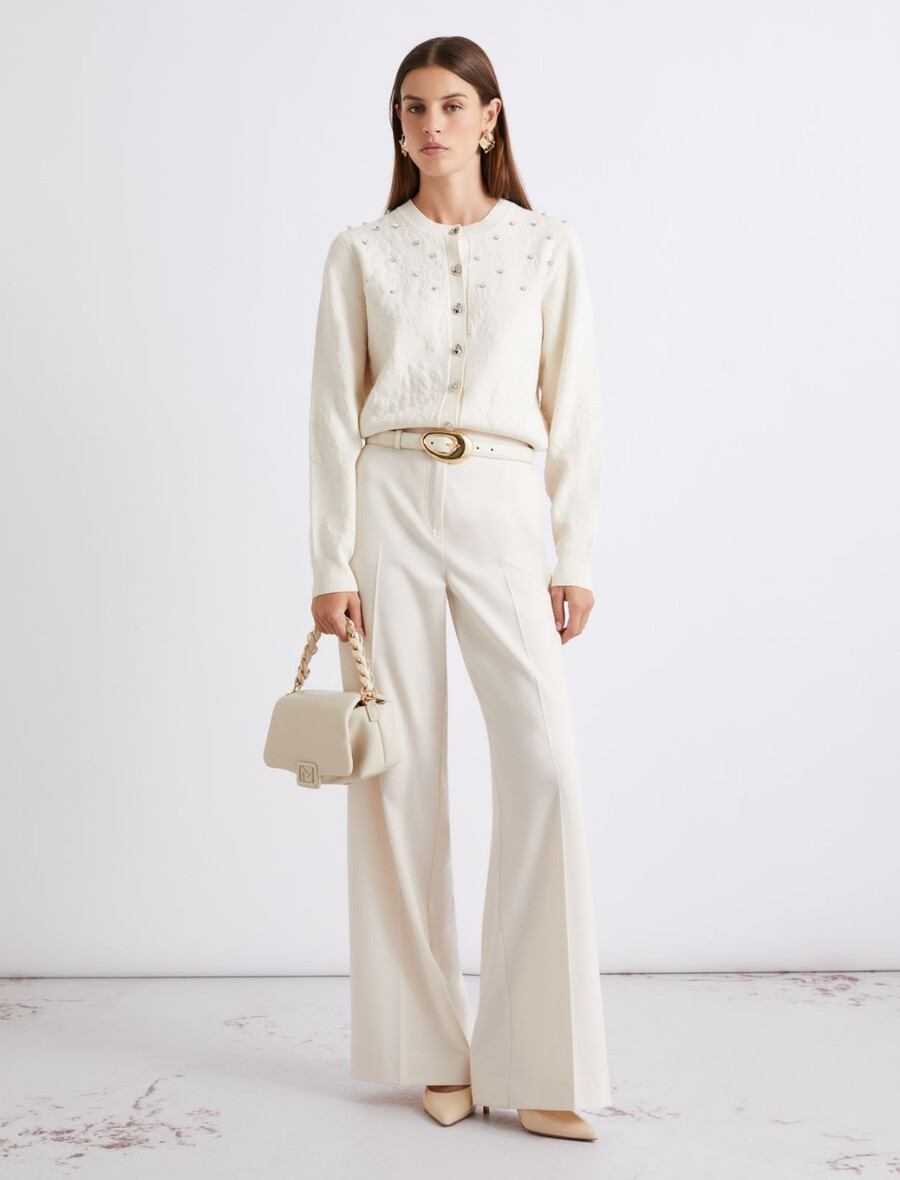 gerade geschnittene stretch-canvas-hose - weiss
