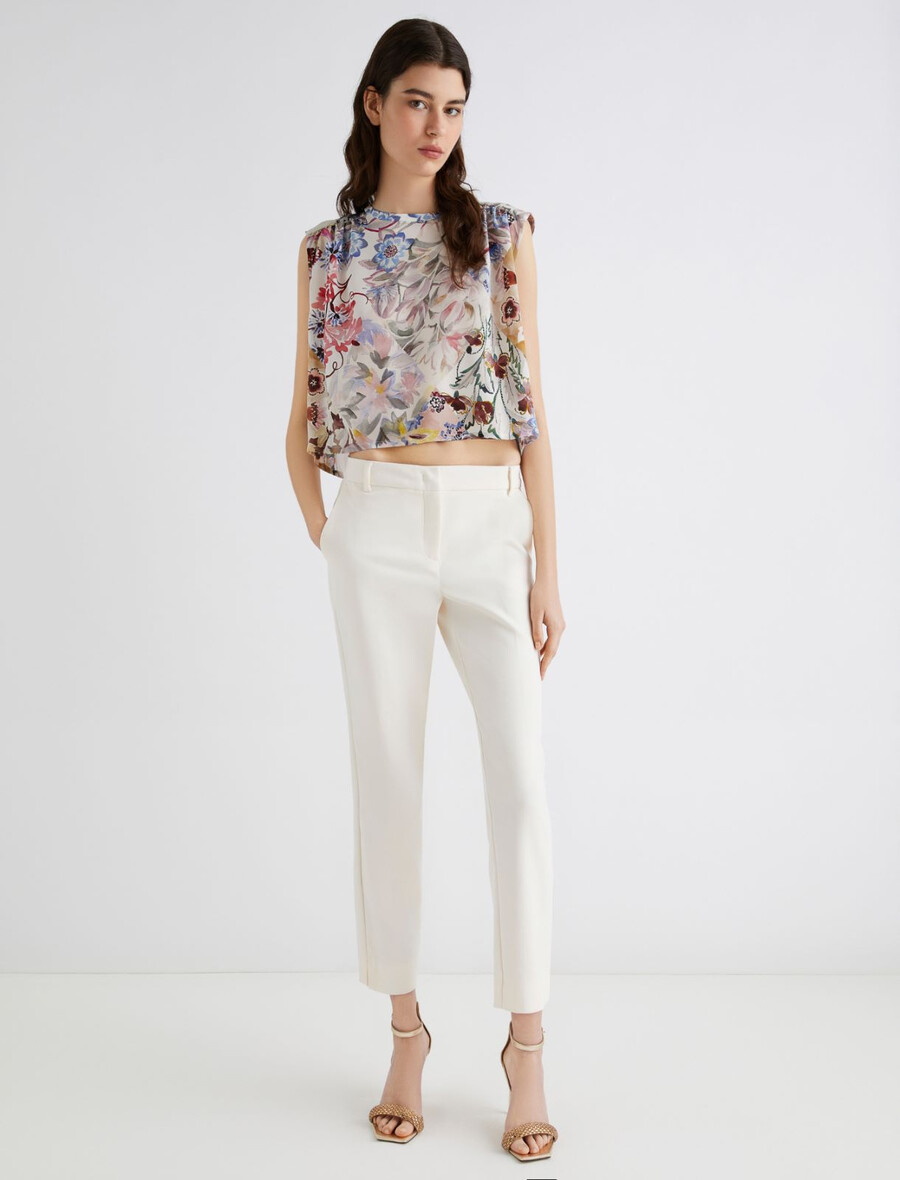 chino-hose aus stretch-baumwolle - weiss
