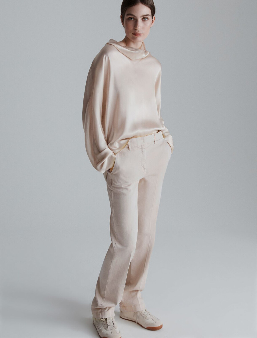 weit geschnittene hose - creme