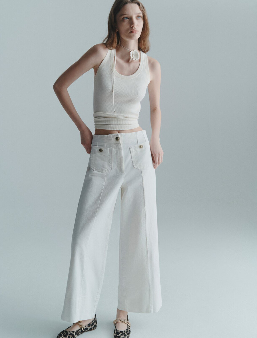 hochgeschnittene hose - weiss
