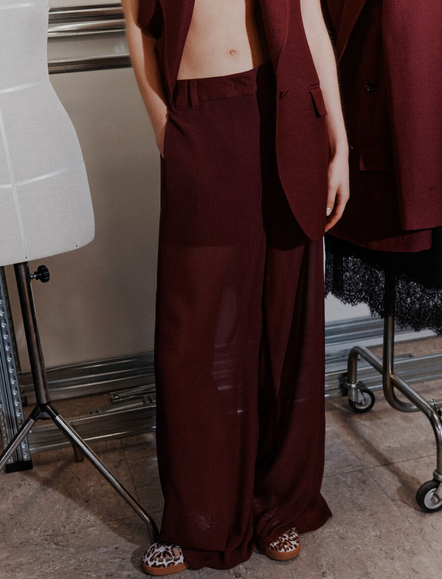doppelte georgette-hose - bordeaux