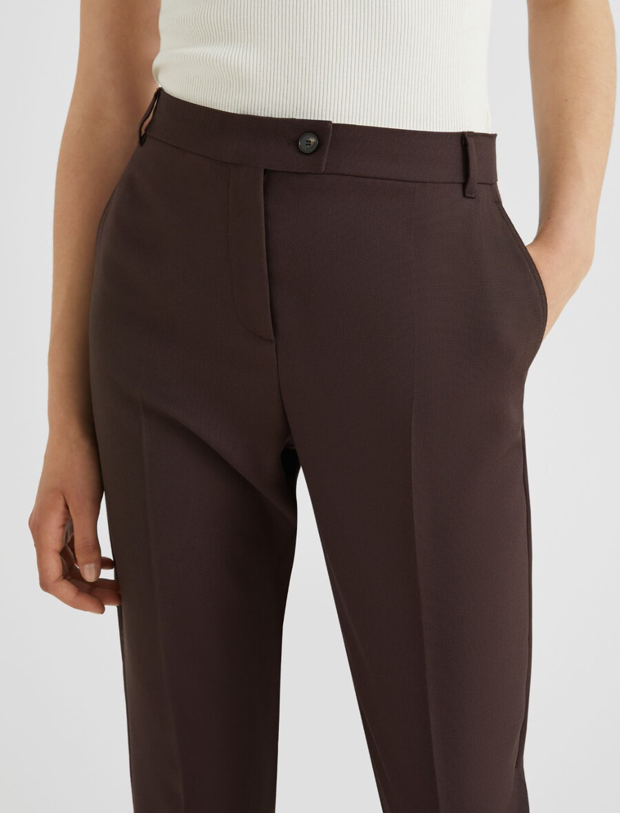 chino-hose aus wollmischgewebe - braun