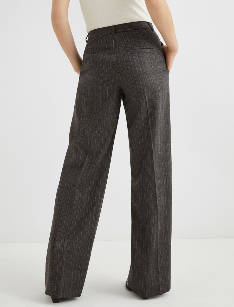 gerade geschnittene hose aus reiner wolle - braun