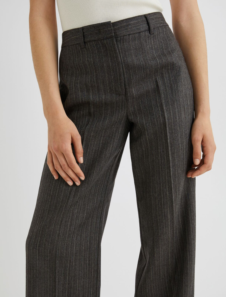 gerade geschnittene hose aus reiner wolle - braun