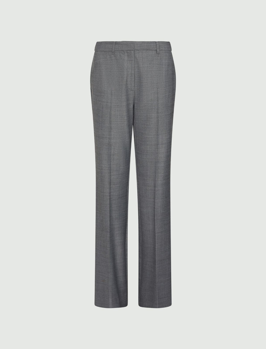ausgestellte stretch-hose aus wollmischgewebe – melange grau