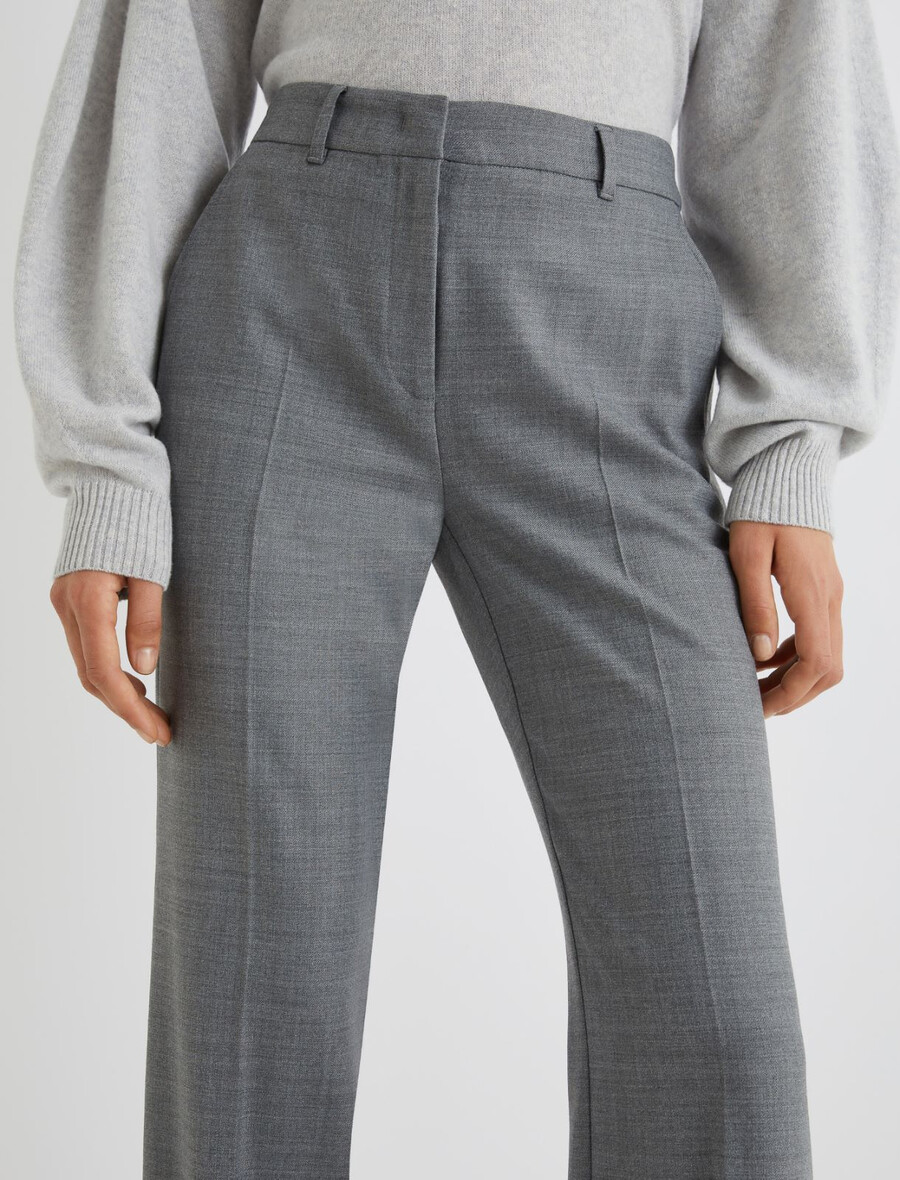 ausgestellte stretch-hose aus wollmischgewebe – melange grau