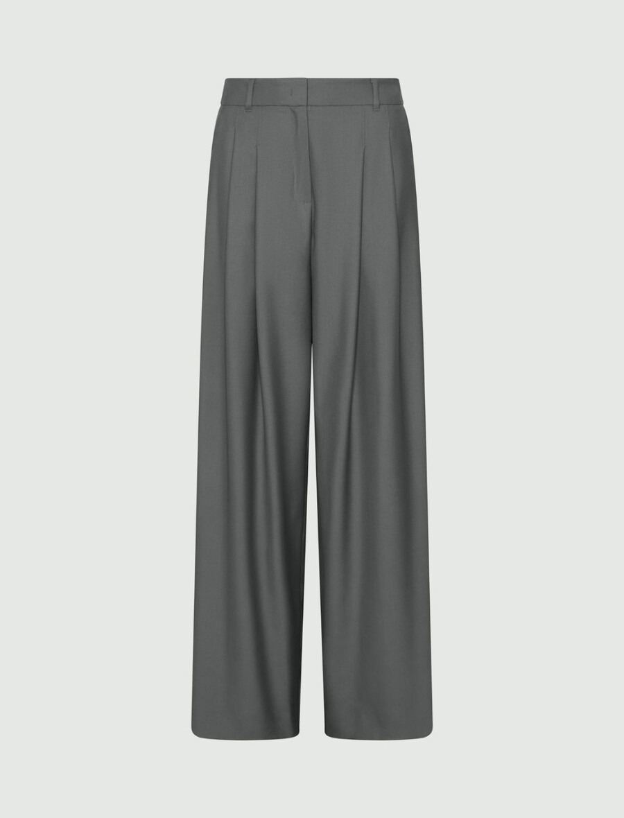 weit geschnittene gabardinehose – olive