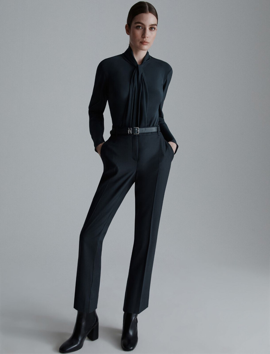 schmale gabardinehose - dunkelgrau