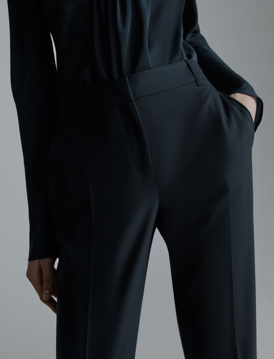 schmale gabardinehose - dunkelgrau