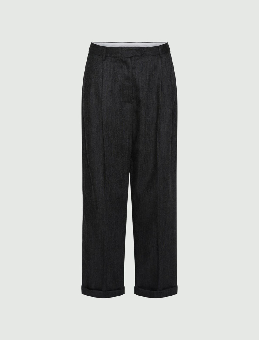 lässig geschnittene wollhose - grau