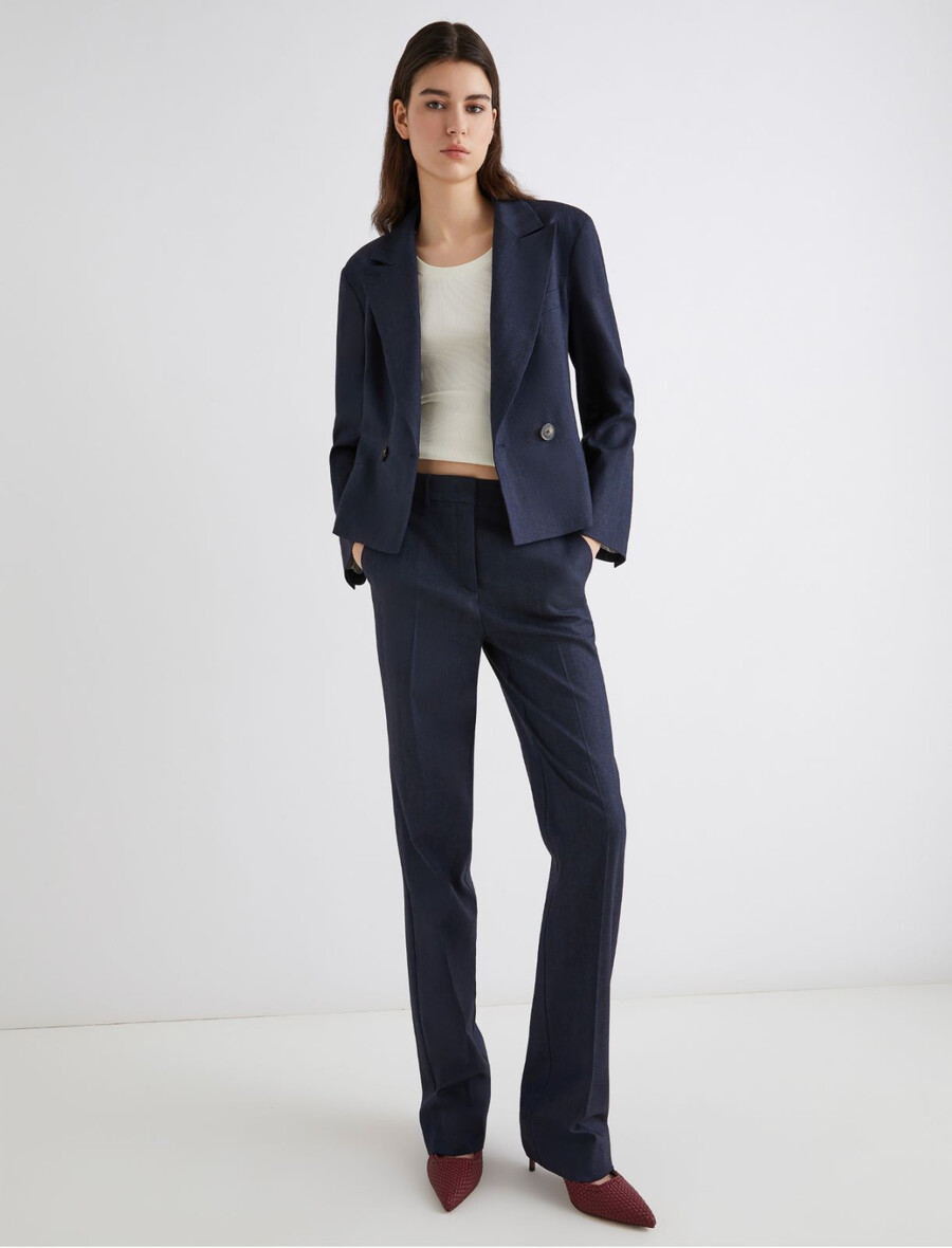 schmale hose in denim-optik – marineblau