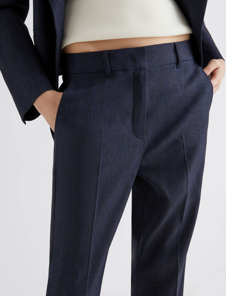 schmale hose in denim-optik – marineblau