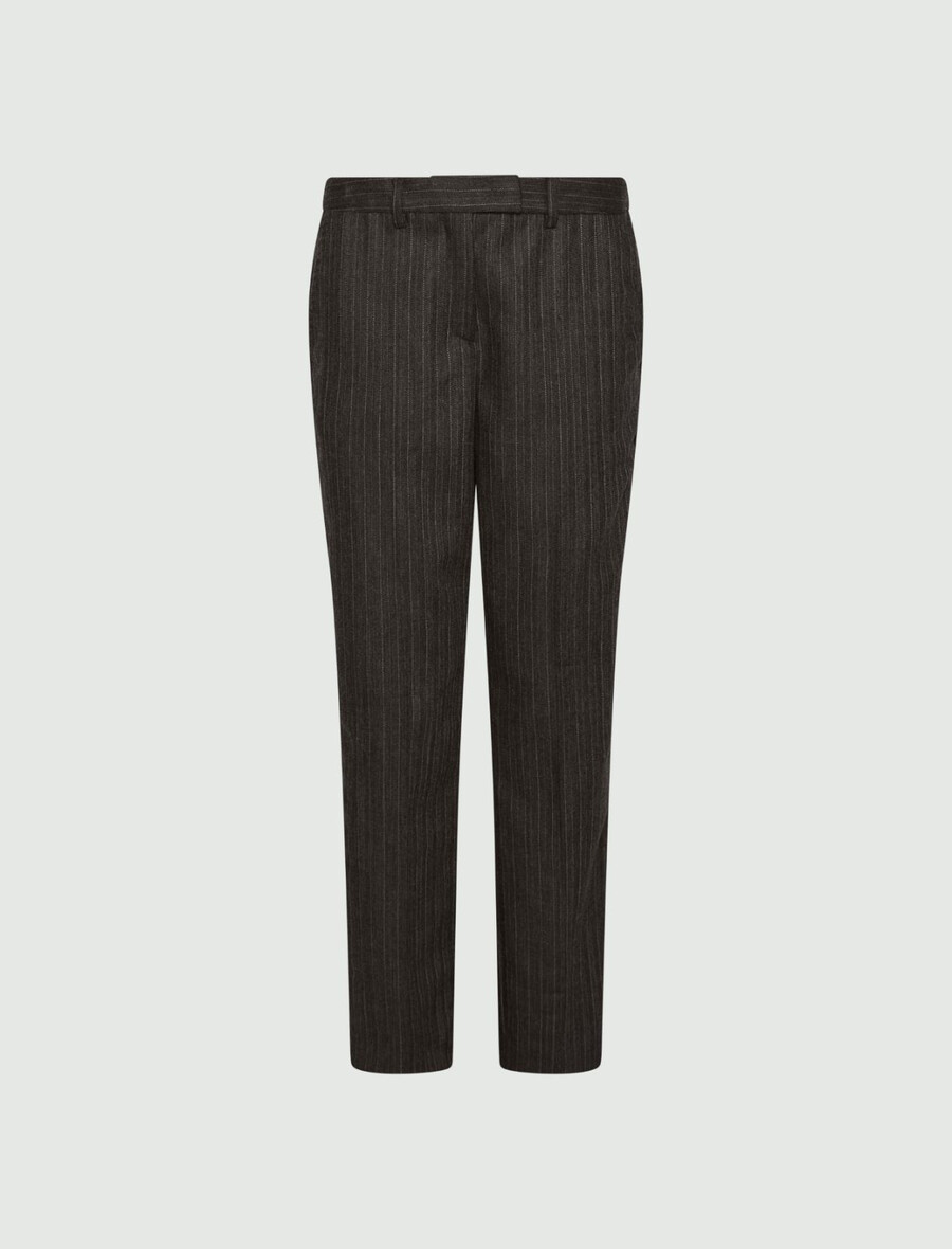 schmal geschnittene leichte wollhose - braun