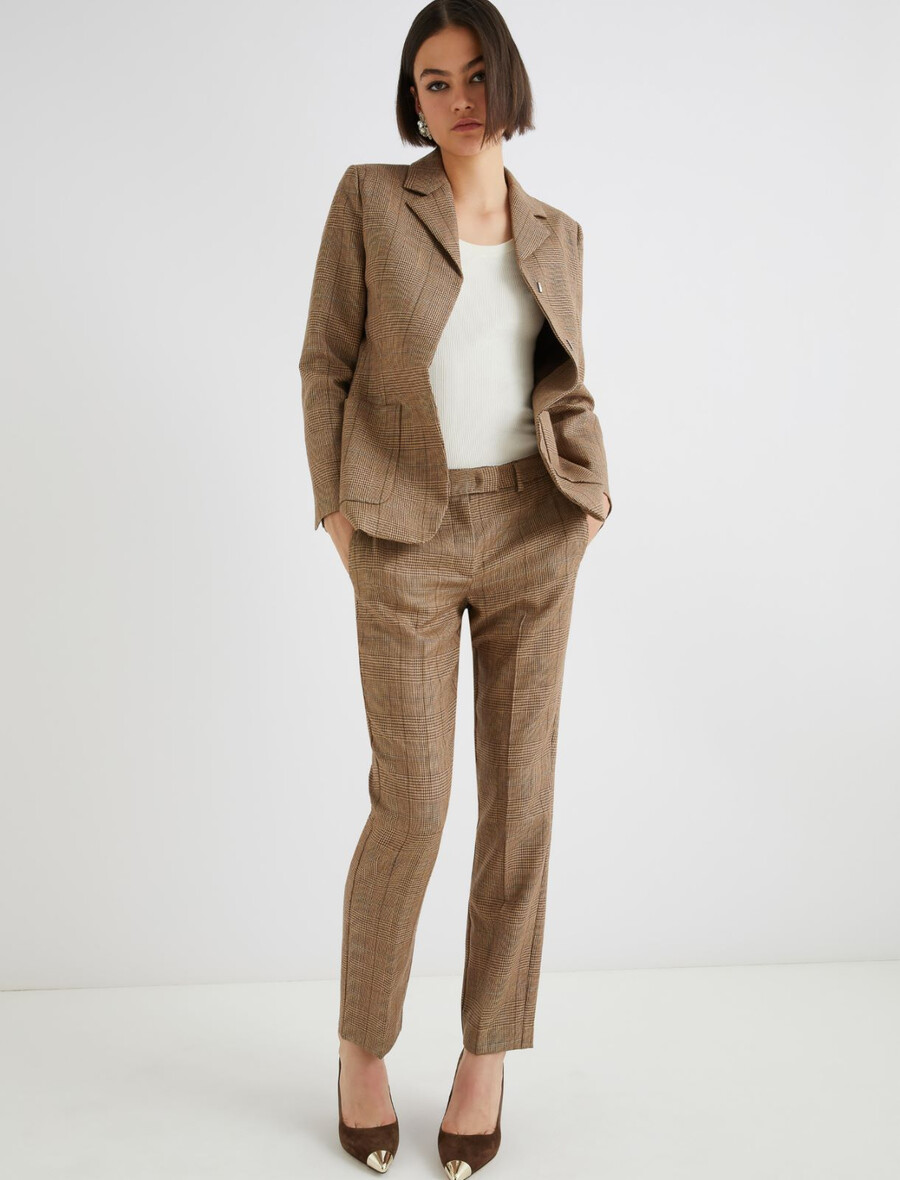 schmal geschnittene leichte wollhose - honey