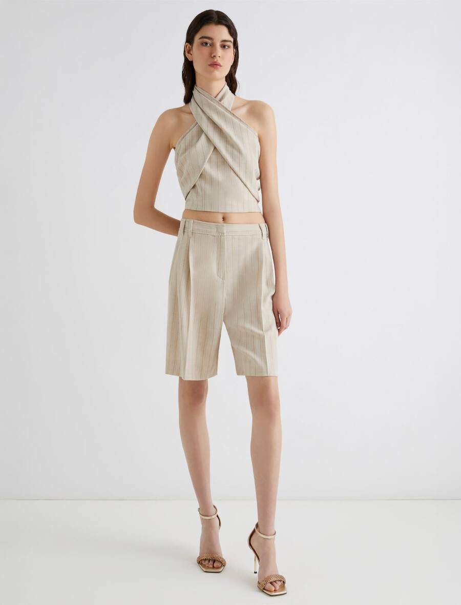bermudashorts aus stretch-canvas - ecru