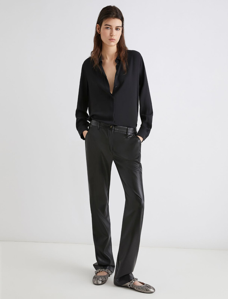 beschichtete jerseyhose - schwarz