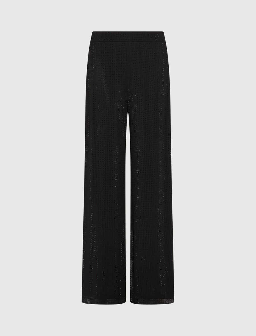 jerseyhose mit strassbesatz – schwarz