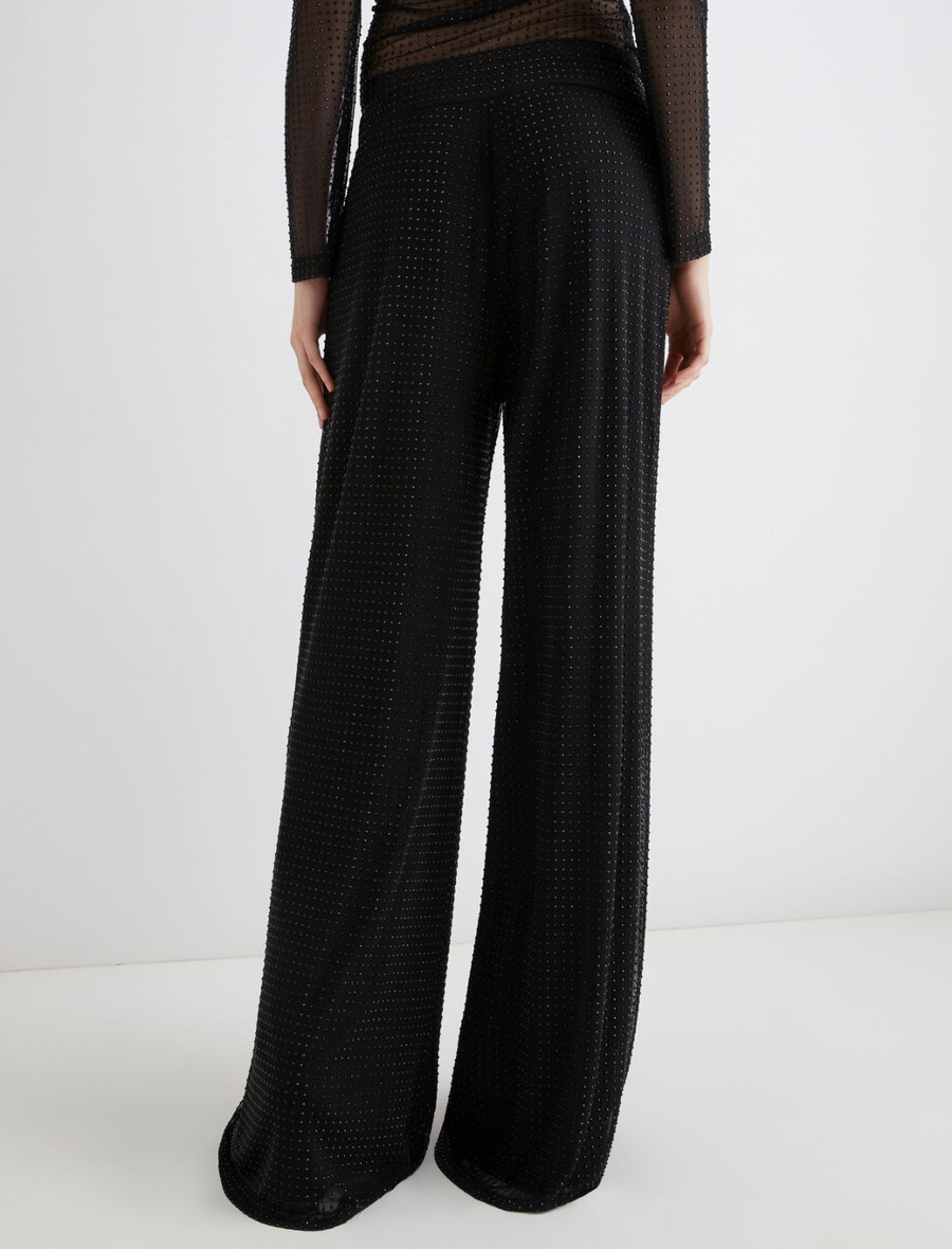 jerseyhose mit strassbesatz – schwarz