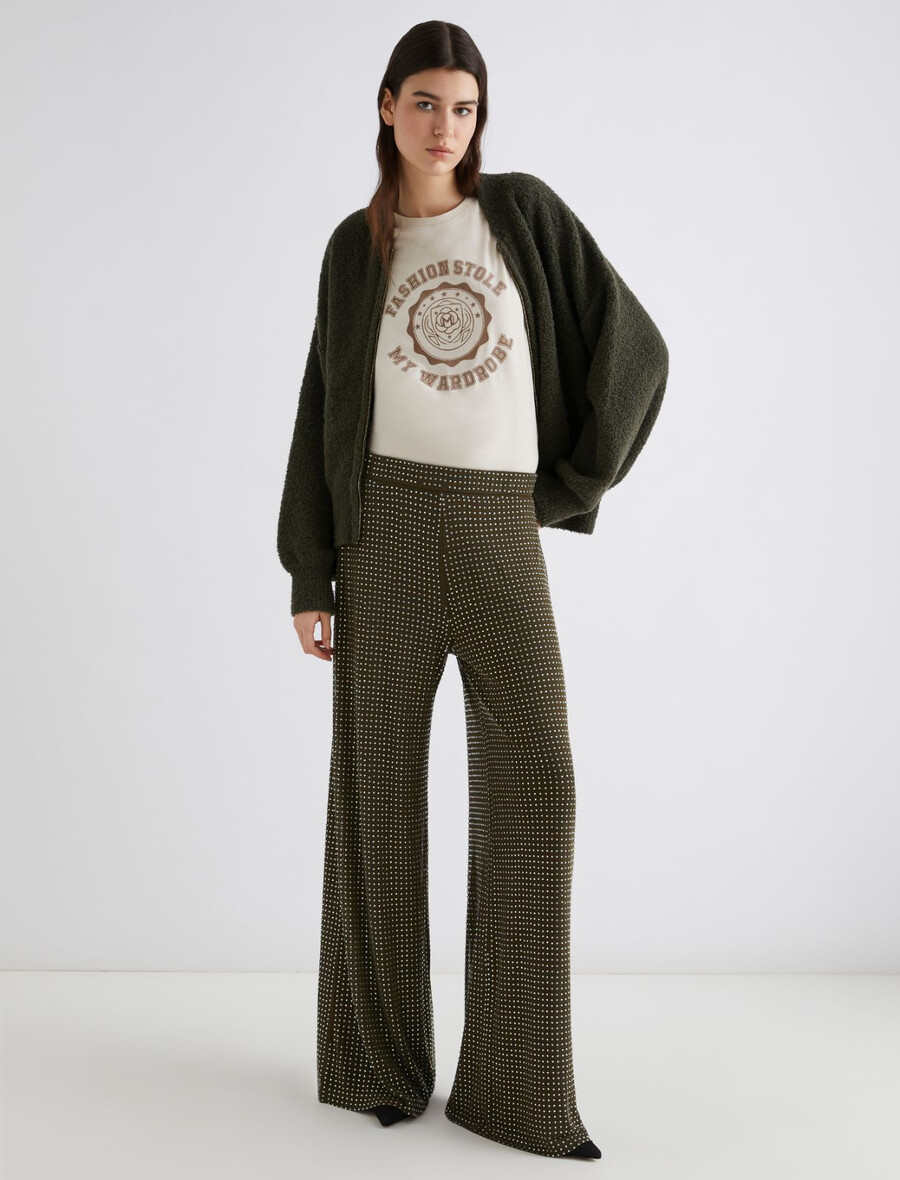jerseyhose mit strassdetails - kaki