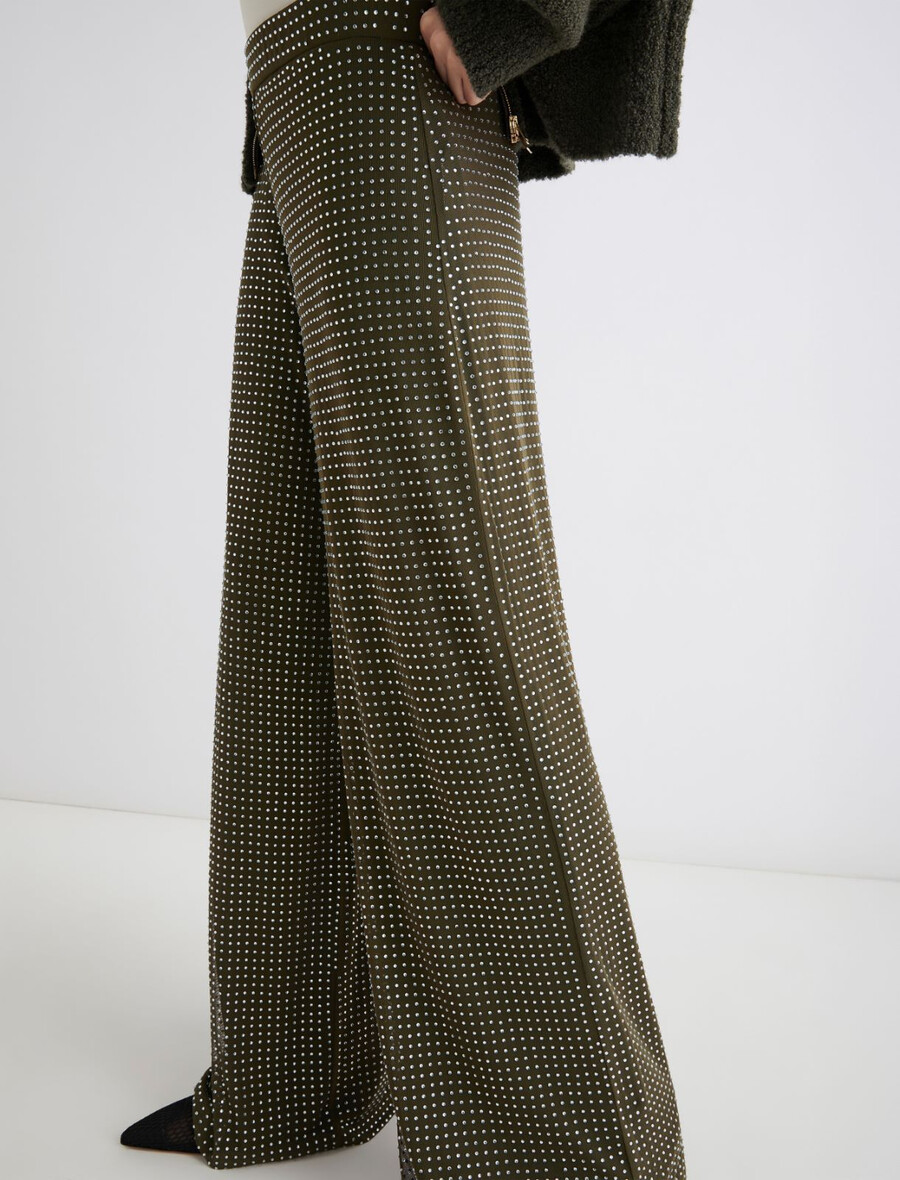 jerseyhose mit strassdetails - kaki