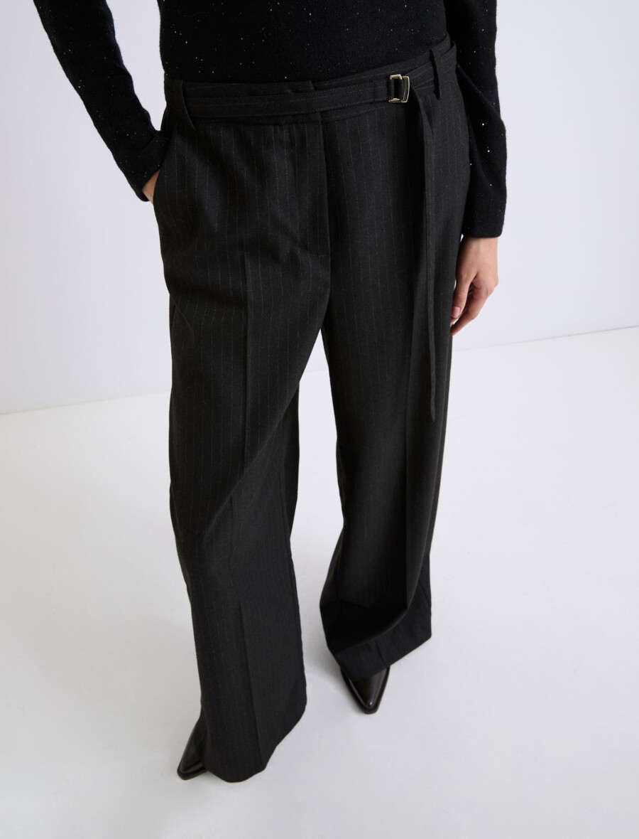 flanellhose mit weitem bein - schwarz