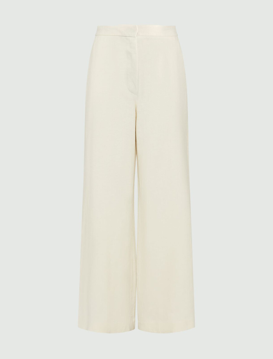 leinen- und baumwollhose - creme