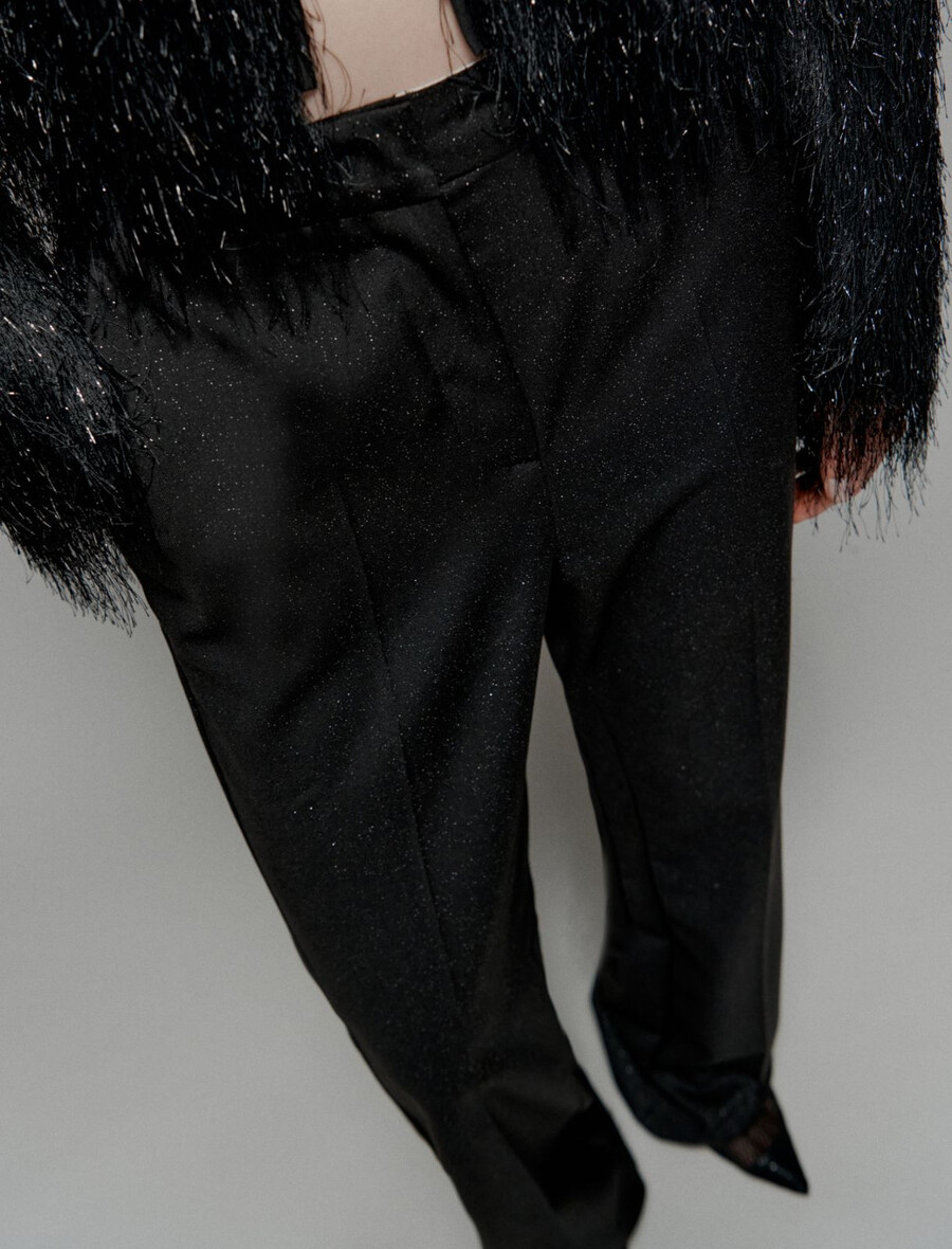 ausgestellte stretch-viskosehose - schwarz