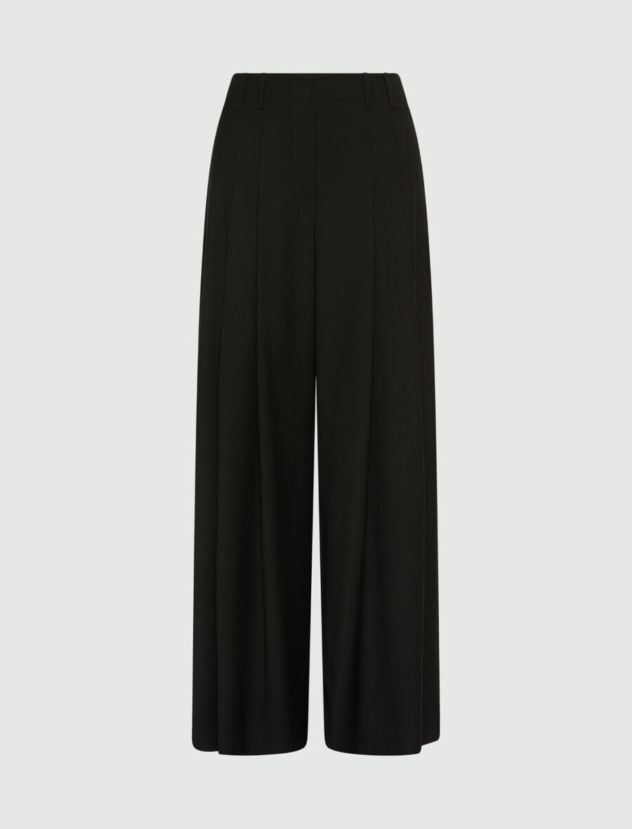 stretch-hose mit weitem bein - schwarz