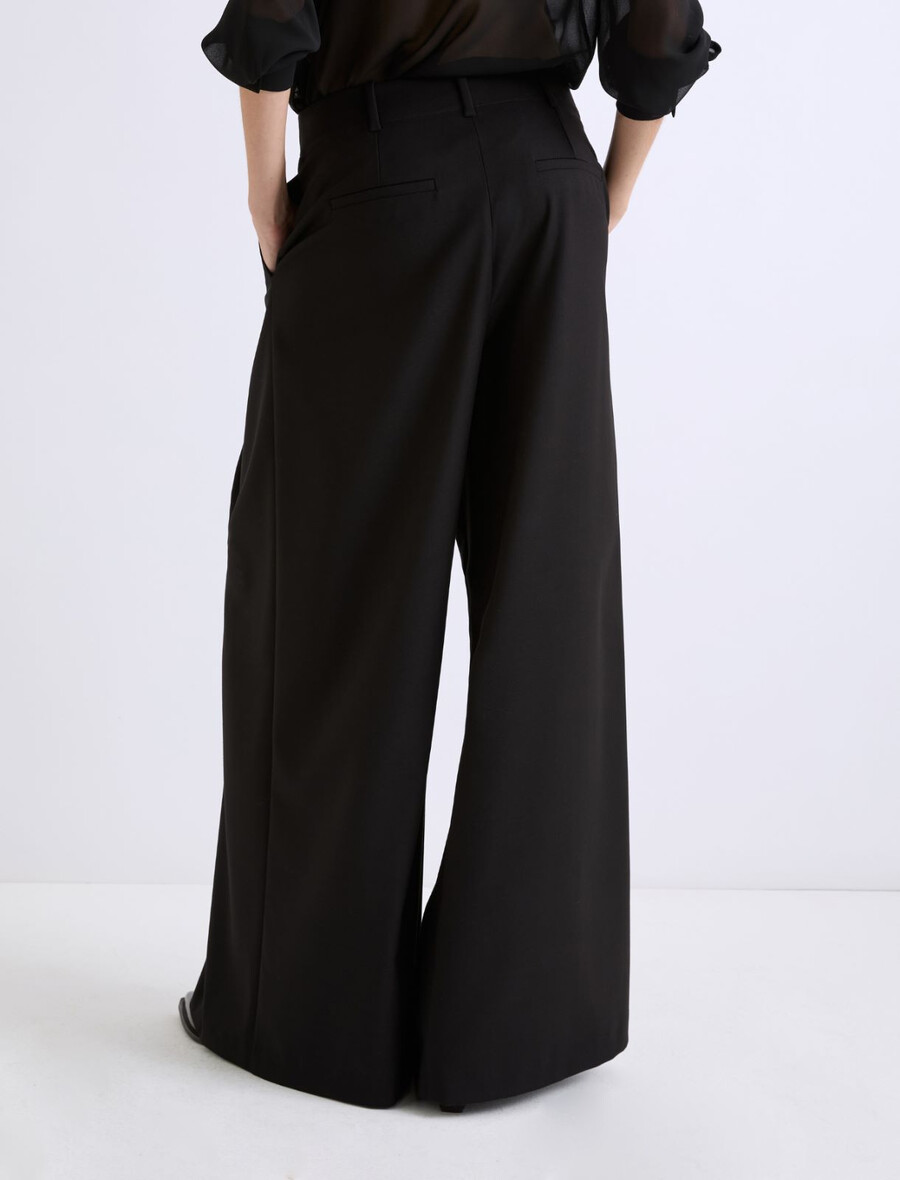 stretch-hose mit weitem bein - schwarz