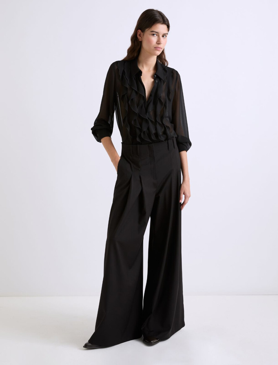 stretch-hose mit weitem bein - schwarz
