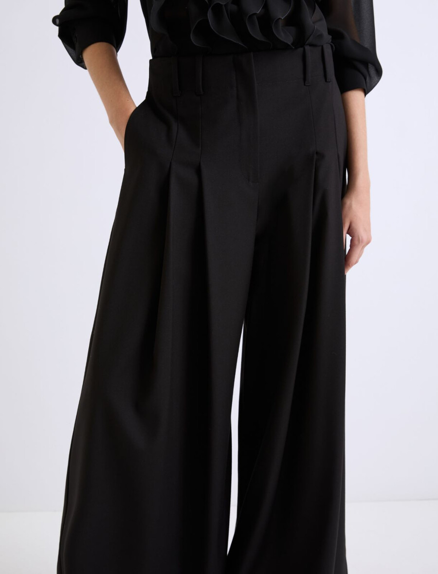 stretch-hose mit weitem bein - schwarz