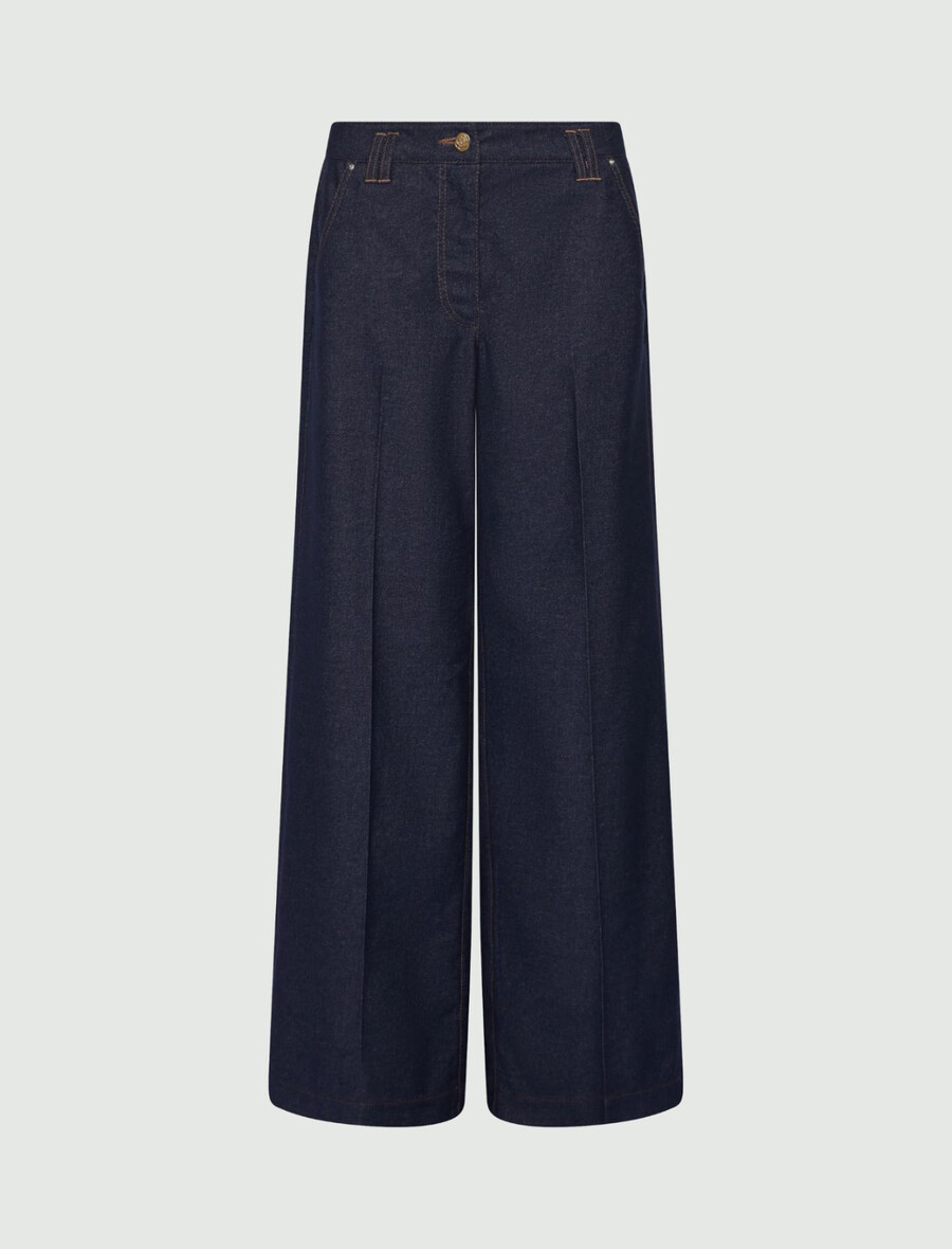 weit geschnittene stretch-baumwollhose - marineblau
